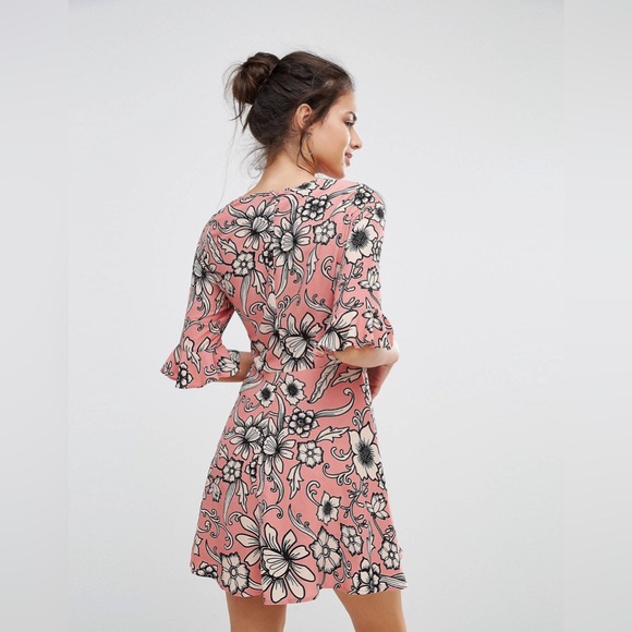 SOLD For Love & Lemons Ayla Laced Up Dress in Pink Floral - Picture 7 of 14